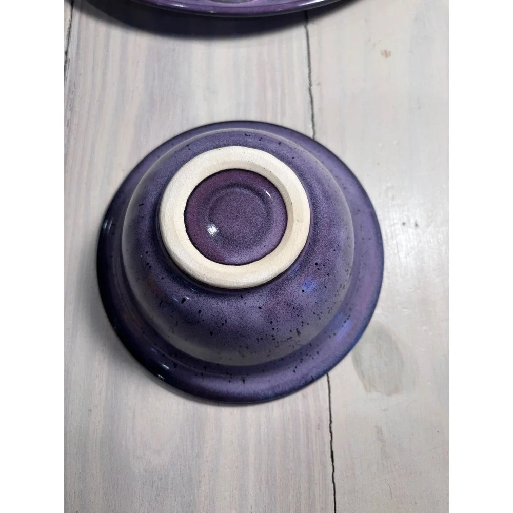 Bostwick 2016 Studio Pottery Purple Swirl 3-Piece Chip Dip Set Artisan Ceramic